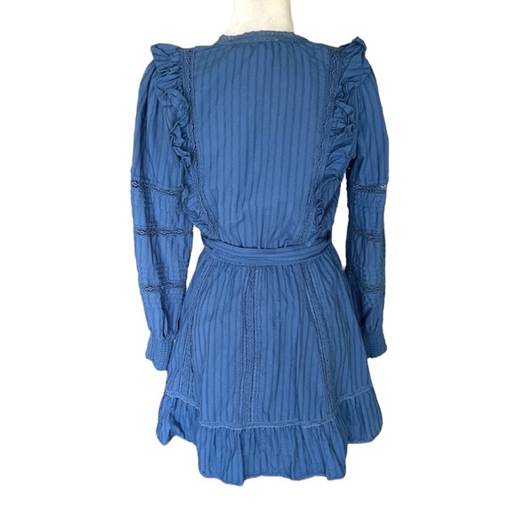 Allison NY Piper Lace Ruffle Tie Waist Mini Dress - Provincial Cornflower Blue S - Picture 8 of 14